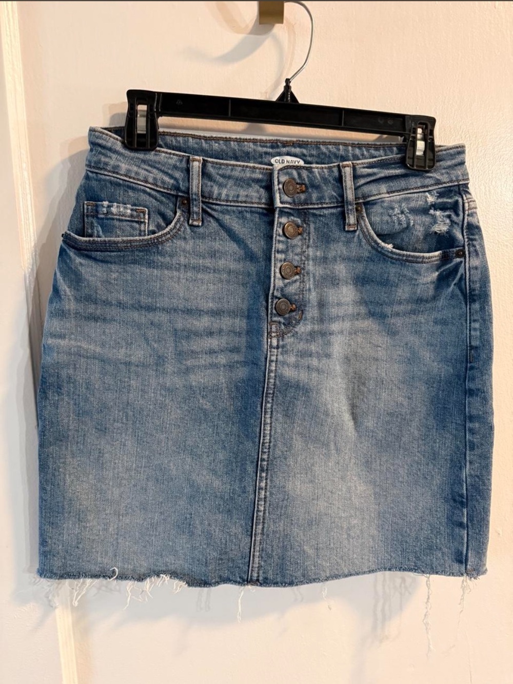 Y2K Old Navy Light Blue Denim Button-Front Mini Skirt